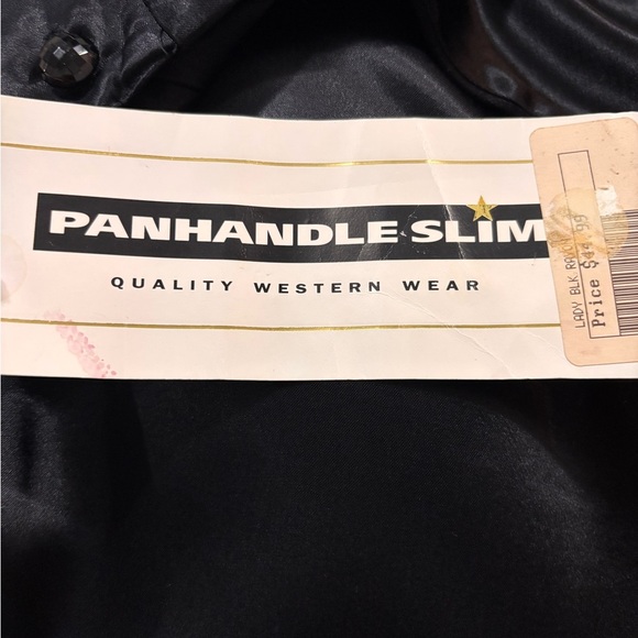 Vintage Panhandle Slim Black Western Shirt Floral Satin Yoke USA Made Size Large - Picture 5 of 7
